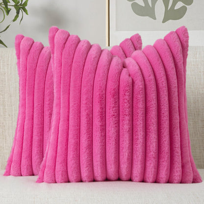 MIULEE Faux Fur Decorative Throw Pillow Covers 18x18 Set of 2 Sage Green