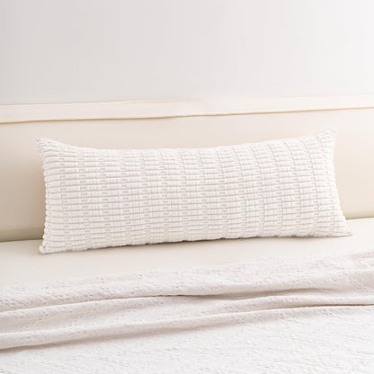 Pack of 2 Corduroy Decorative Throw Pillow Covers 18x18 Inch, Cream White