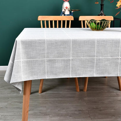 Gingham Tablecloth Rectangle Table Cloth Heavy Duty Cotton Checkered Table Cover for Spring Picnic Kitchen Dining(C-Beige, 52x70 inch)