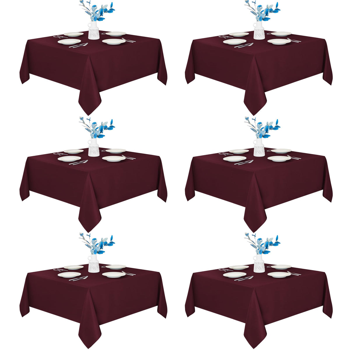 Fitable 6 Pack Ivory Tablecloths 70x120 Inch for 6-8 Ft Rectangle Tables