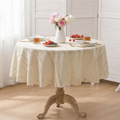 Horaldaily Beige Rectangular Tablecloth, 60×84 Inch, Farmhouse Decor