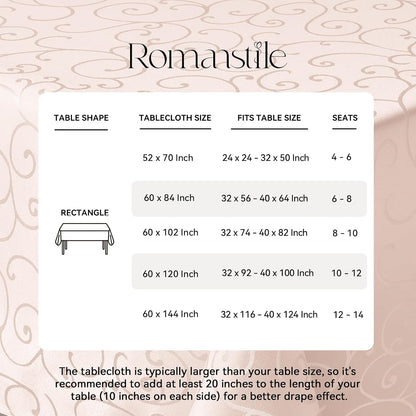 Romanstile Jacquard Rectangle Tablecloth, 60 x 104 Inch, Pink