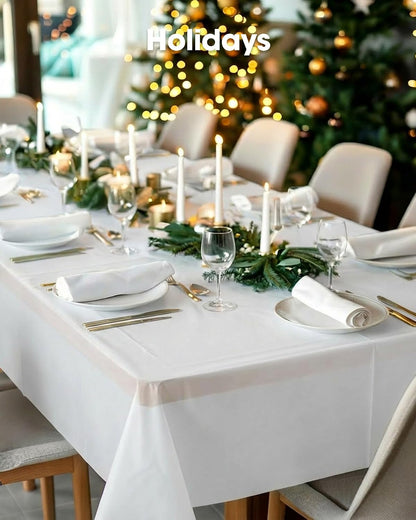 Pureegg Plastic Table Cloth Disposable 54x108 Inch 10 Pack, White