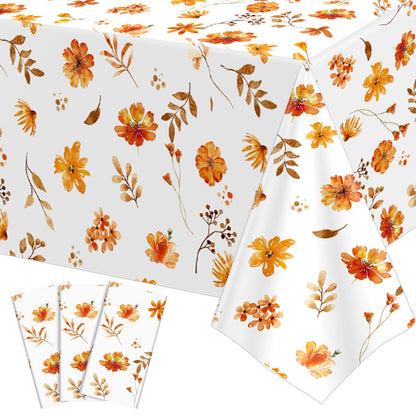 NatNarr 3 Pack Sage Green Floral Plastic Tablecloths, Tea Party Tablecloth