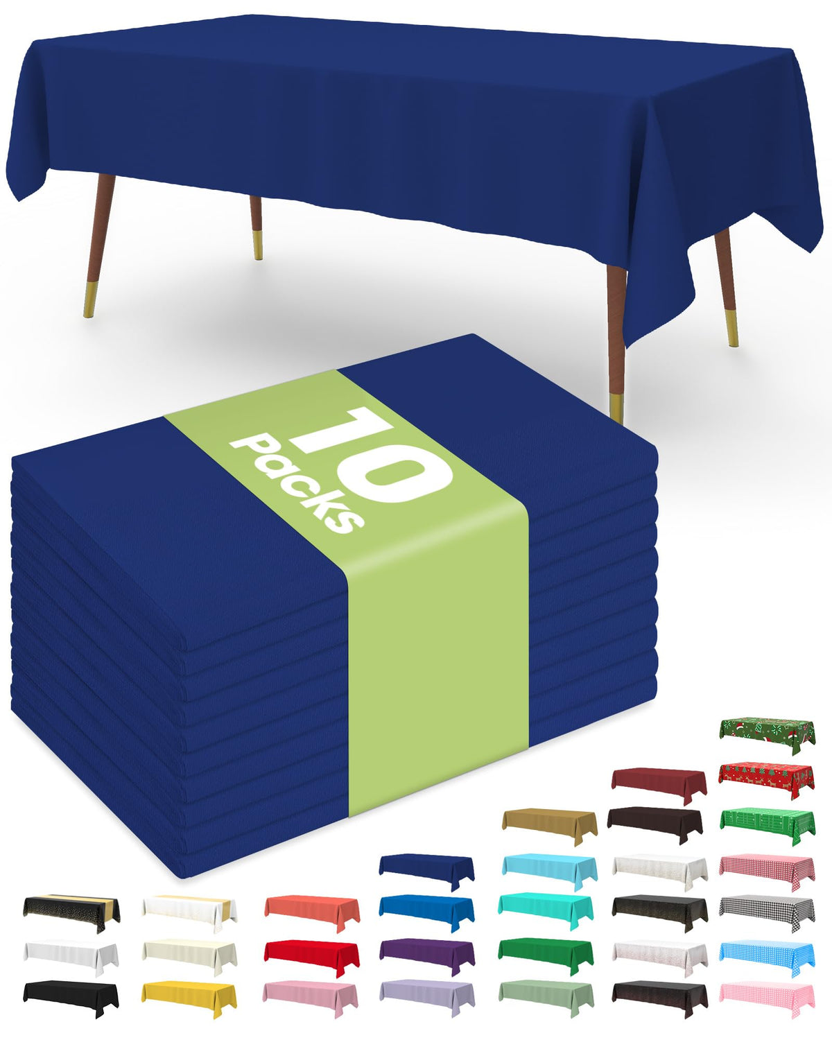 Pureegg Plastic Table Cloth Disposable 54x108 Inch 10 Pack, Beige