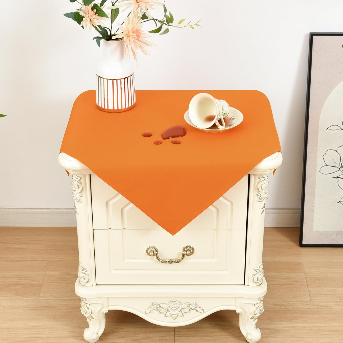 Wolkemer Oval Tablecloth 60 x 102 Inches Faux Linen Water Resistant