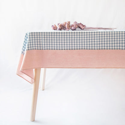 MONDAY MOOSE Gingham Checkered Farmhouse Rustic Picnic Style Decoration Rectangle Natural Stonewashed Cotton Tablecloth for Kitchen, Dining Room, Restaurant (60x102 inch, Beige)
