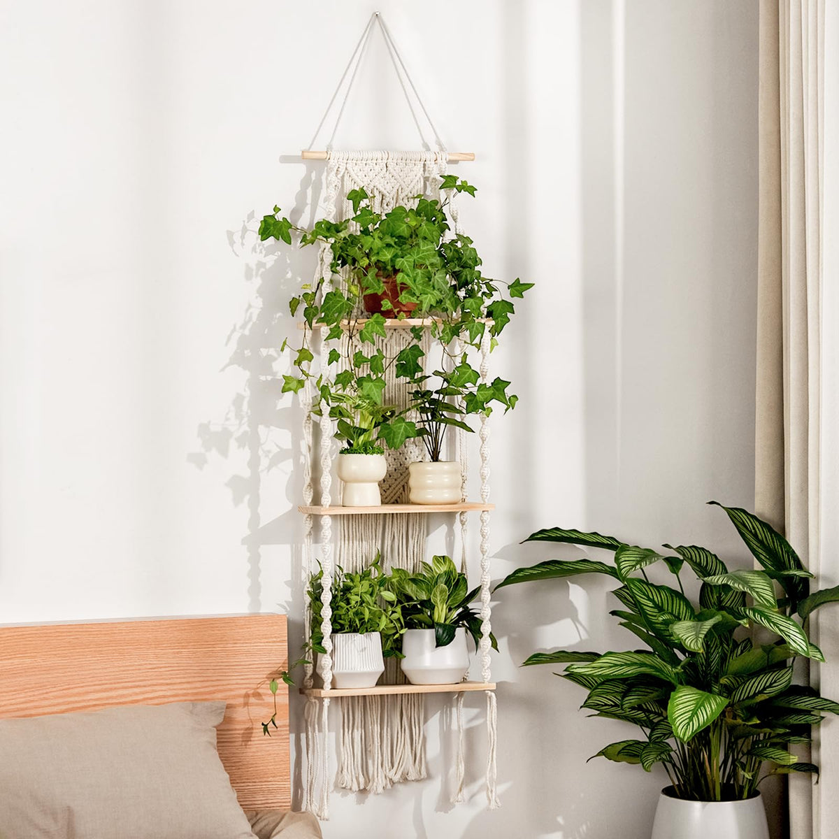 Bamworld Hanging Shelves Plant Hanger Indoor Window Plant Shelves