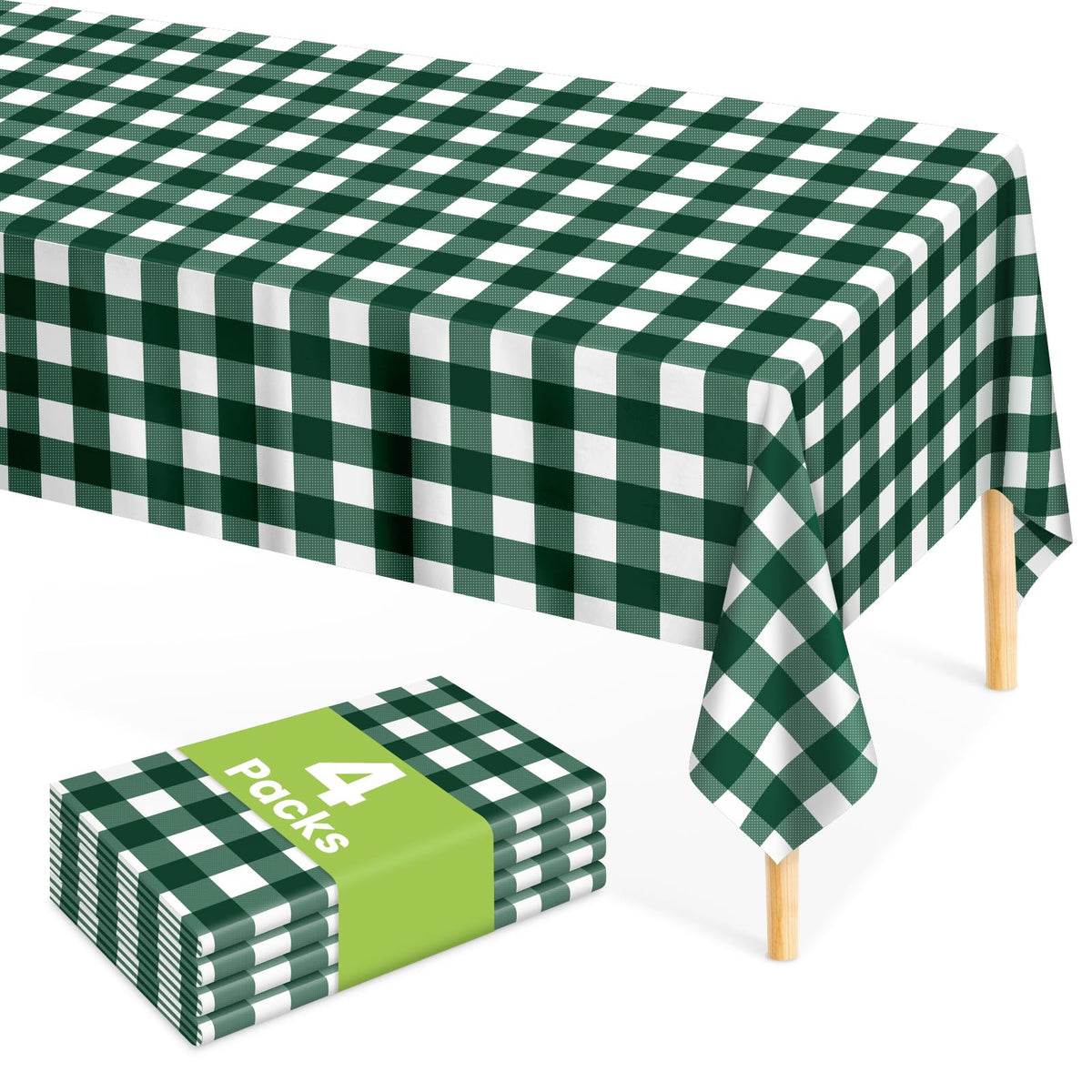Mulbozy 4 Pcs Pink Gingham Tablecloth 54×108in, Pink Checkered Table Cloth