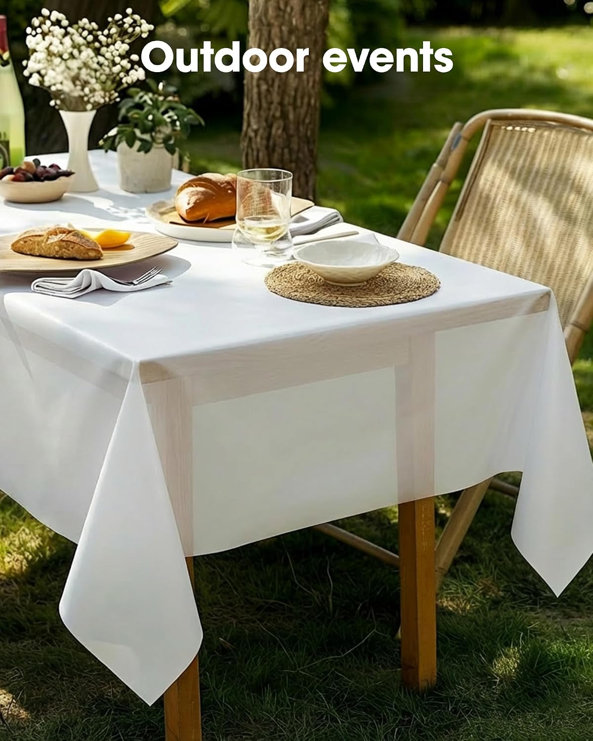 Pureegg 20 Pack White Disposable Plastic Tablecloth 54x108 Inch