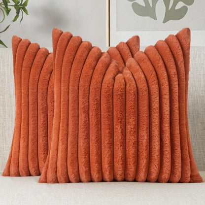 MIULEE Faux Fur Decorative Throw Pillow Covers 18x18 Set of 2 Sage Green