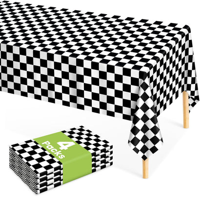 Mulbozy 4 Pcs Pink Gingham Tablecloth 54×108in, Pink Checkered Table Cloth