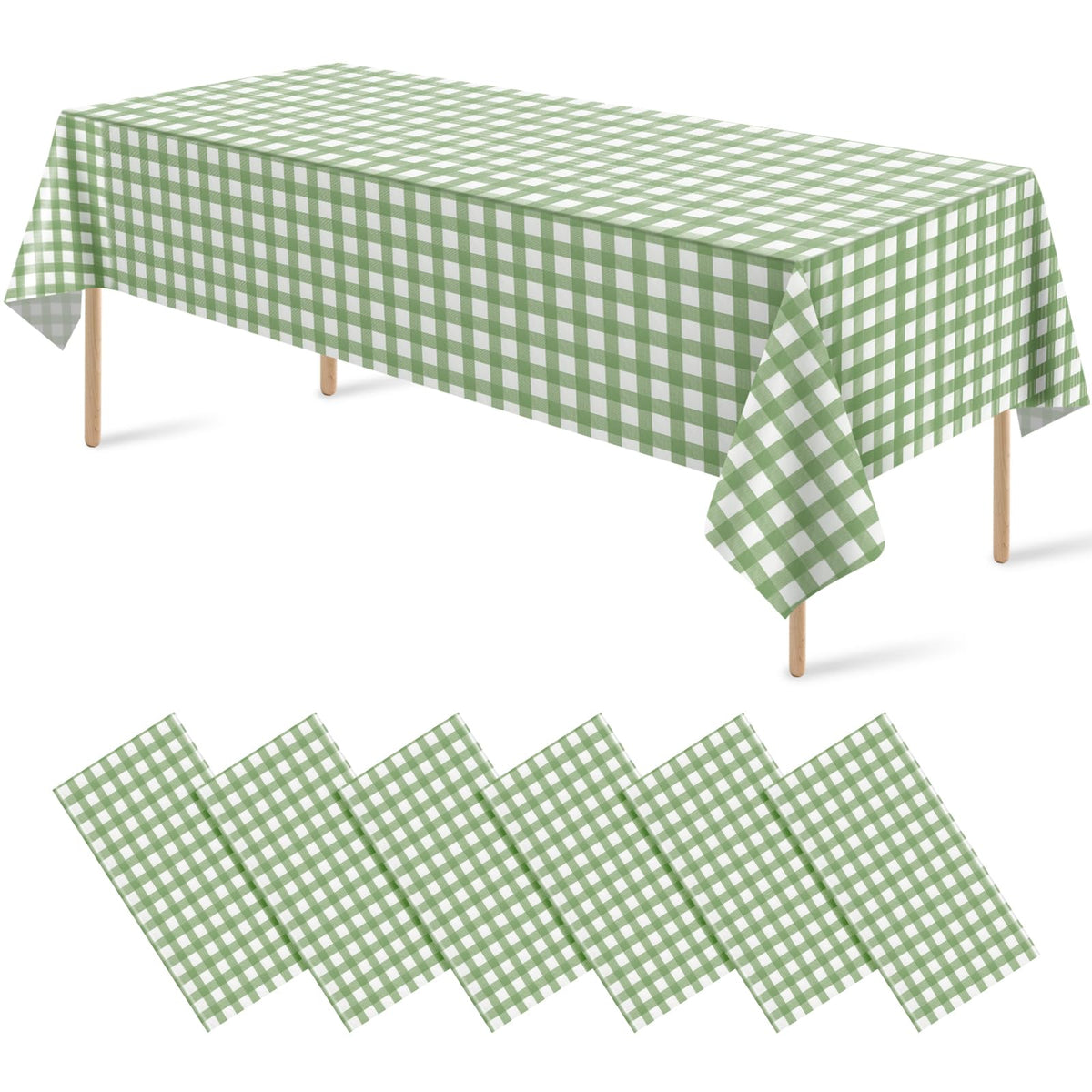 12 Pack Blue and White Plastic Checkered Tablecloth, Premium Decorative Disposable Blue Gingham Plaid Table Cloths for Parties, Rectangle Party Table Cover for Picnic Farm Birthday Wedding, 54x108Inch