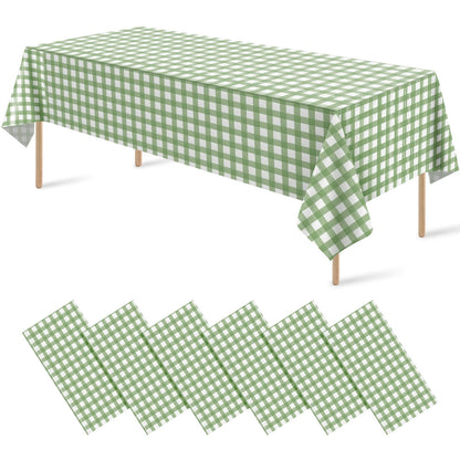 12 Pack Blue and White Plastic Checkered Tablecloth, Premium Decorative Disposable Blue Gingham Plaid Table Cloths for Parties, Rectangle Party Table Cover for Picnic Farm Birthday Wedding, 54x108Inch
