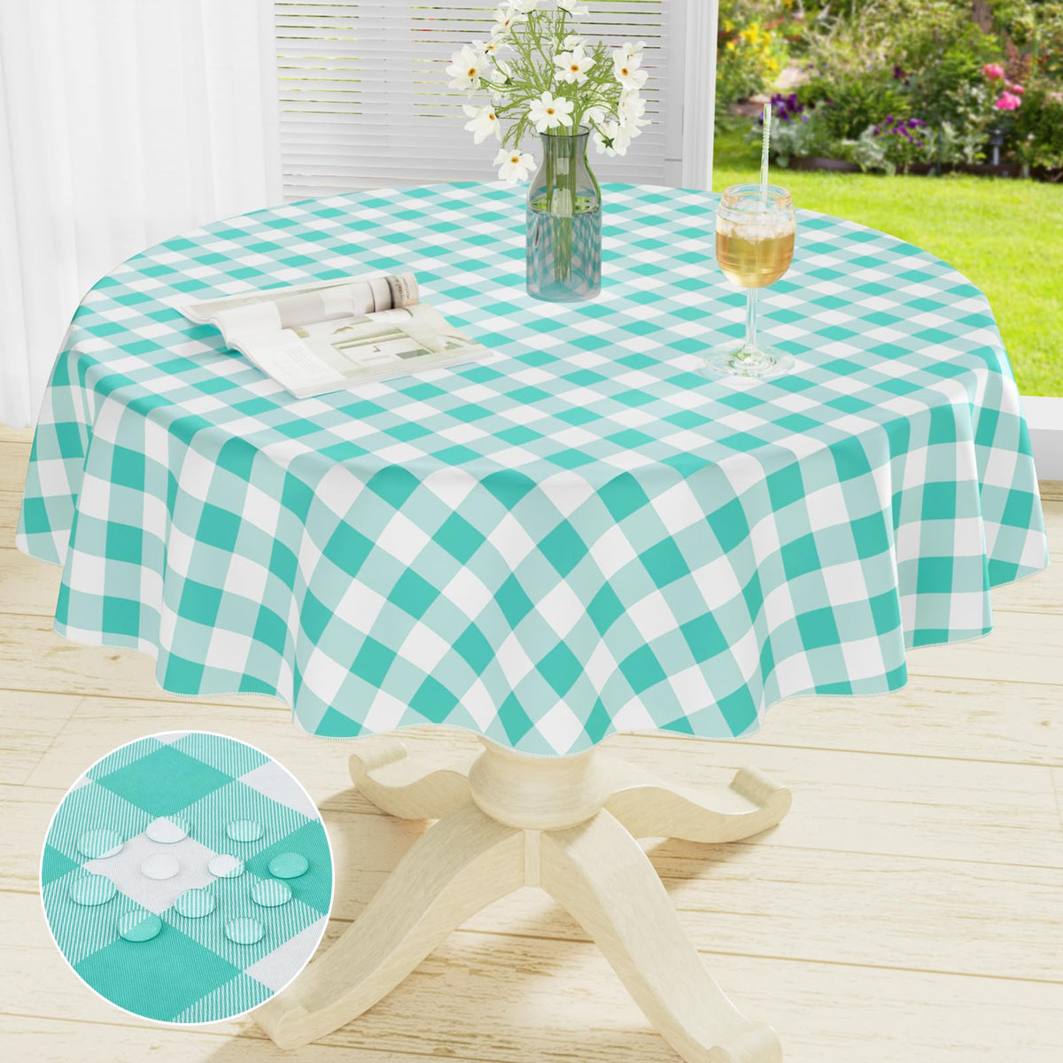 misaya Rectangular Waterproof Vinyl Table Cloth, Flannel Backed Tablecloth