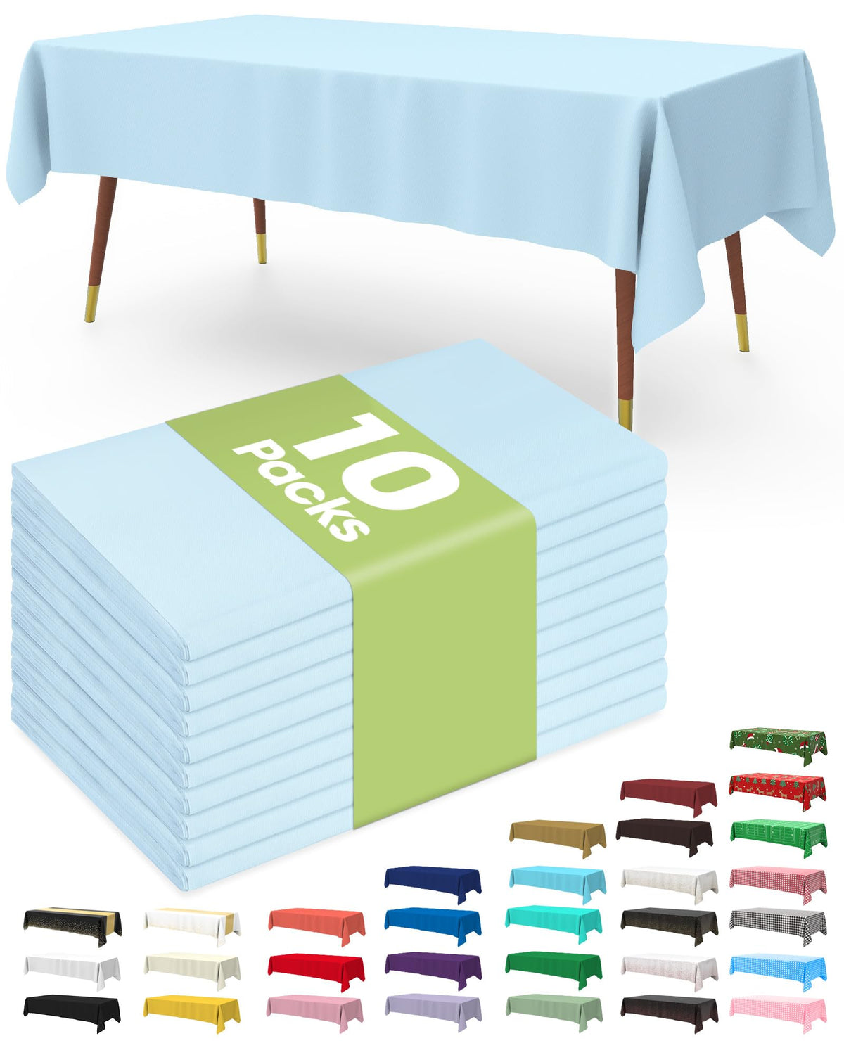 Pureegg Plastic Table Cloth Disposable 54x108 Inch 10 Pack, Beige