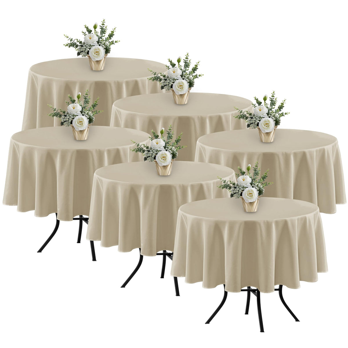 Fitable 6 Pack Ivory Tablecloths 70x120 Inch for 6-8 Ft Rectangle Tables