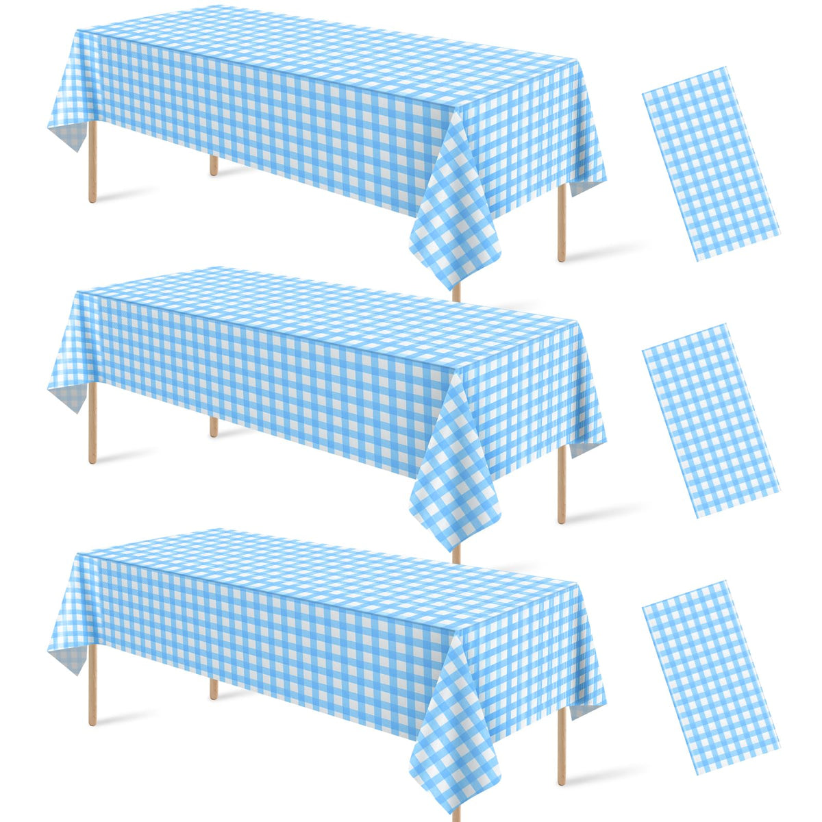 6 Pcs Sage Green Gingham Tablecloths, Checkered Table Covers 54 x 108 Inch