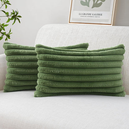 MIULEE Faux Fur Decorative Throw Pillow Covers 18x18 Set of 2 Sage Green