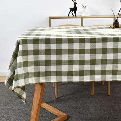 Gingham Tablecloth Rectangle Table Cloth Heavy Duty Cotton Checkered Table Cover for Spring Picnic Kitchen Dining(C-Beige, 52x70 inch)