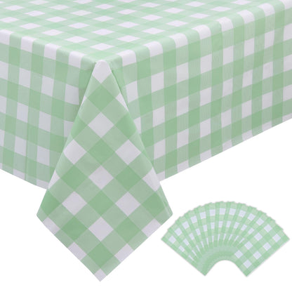 Kesfey 3 Packs Pink Gingham Tablecloth Pink and White Checkered Tablecloths 54 x 108 Inches Disposable Plastic Gingham Tablecovers Waterproof Rectangle Picnic Table Covers for Birthday Party Supplies