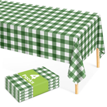Mulbozy 4 Pcs Pink Gingham Tablecloth 54×108in, Pink Checkered Table Cloth