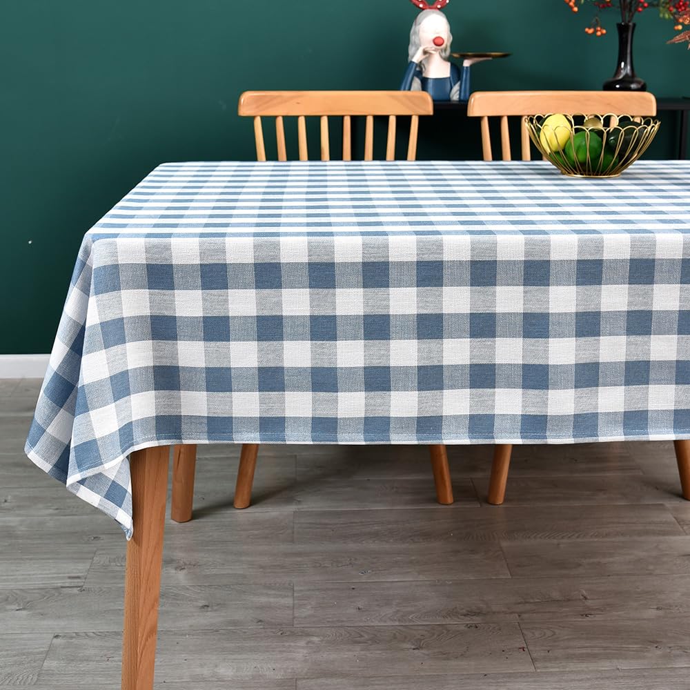 Gingham Tablecloth Rectangle Table Cloth Heavy Duty Cotton Checkered Table Cover for Spring Picnic Kitchen Dining(C-Beige, 52x70 inch)