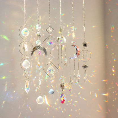 6Pieces Colorful Crystals Suncatcher Hanging Sun Catcher with Chain