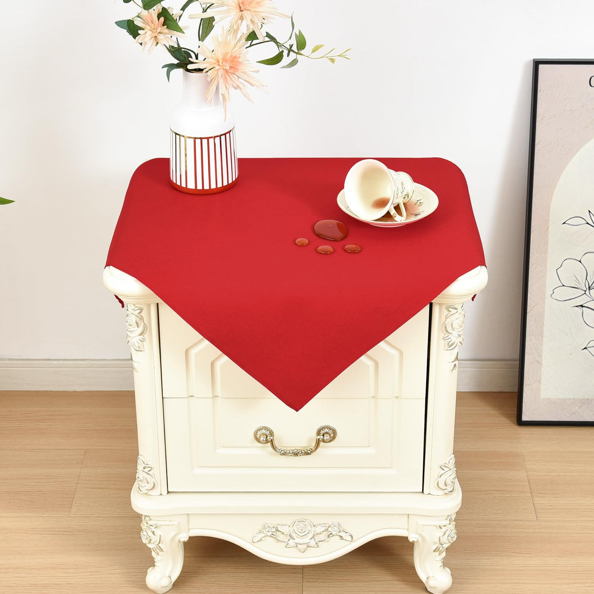 Wolkemer Oval Tablecloth 60 x 102 Inches Faux Linen Water Resistant