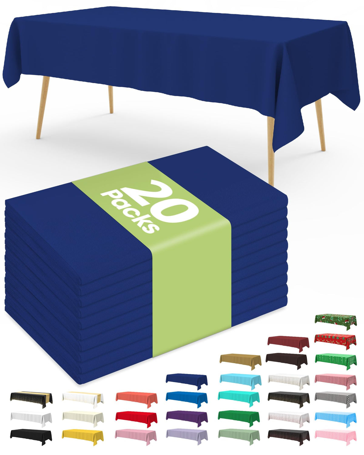 Pureegg 20 Pack White Disposable Plastic Tablecloth 54x108 Inch