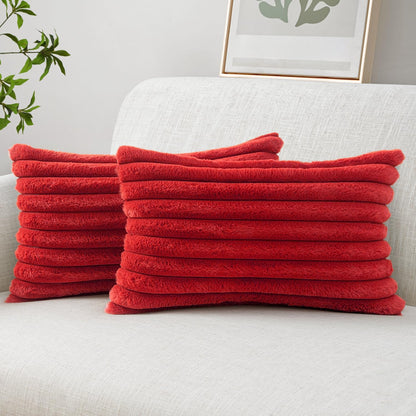 MIULEE Faux Fur Decorative Throw Pillow Covers 18x18 Set of 2 Sage Green