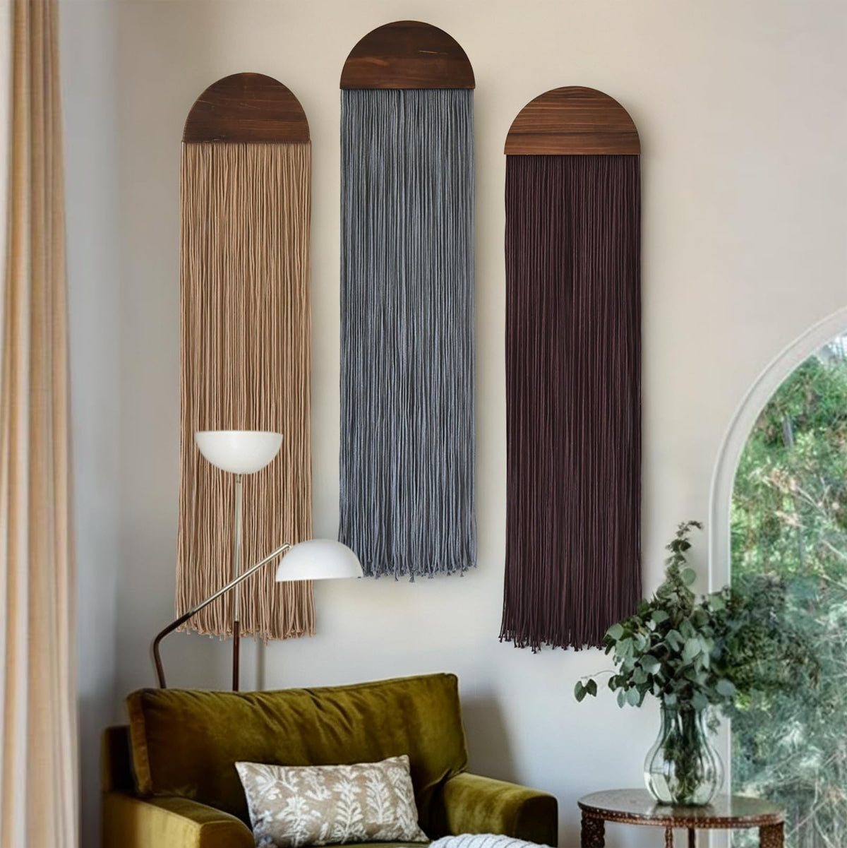2Pcs Macrame Wall Hanging Boho wall decor Fiber Art Decor 13.7"W*51"L
