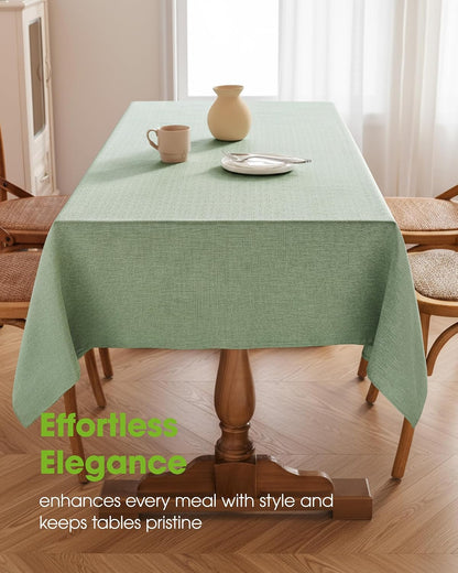 Pureegg Rectangle Linen Tablecloth Waterproof & Stain Resistant, Wrinkle-Free Table Cloth Adds Elegance and Protection, Ideal for Dining, Party, Wedding and Outdoor, 52 x 70 Inch, Sage Green