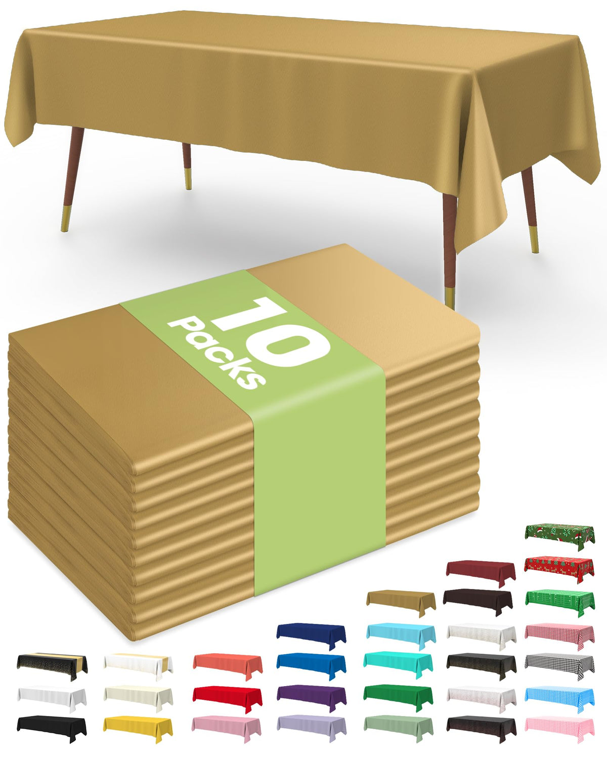Pureegg Plastic Table Cloth Disposable 54x108 Inch 10 Pack, White