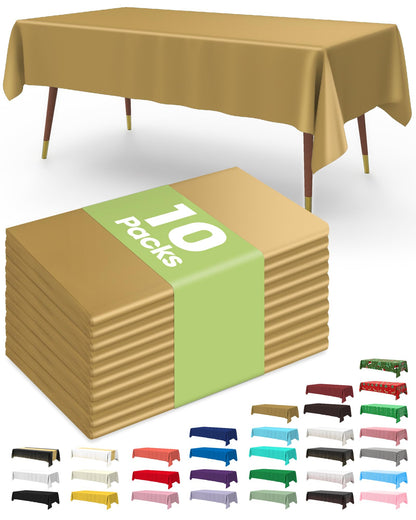 Pureegg Plastic Table Cloth Disposable 54x108 Inch 10 Pack, Beige