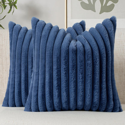 MIULEE Faux Fur Decorative Throw Pillow Covers 18x18 Set of 2 Sage Green