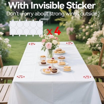 10 Pack Plastic Table Cloth, 54" × 108" White Disposable Tablecloth