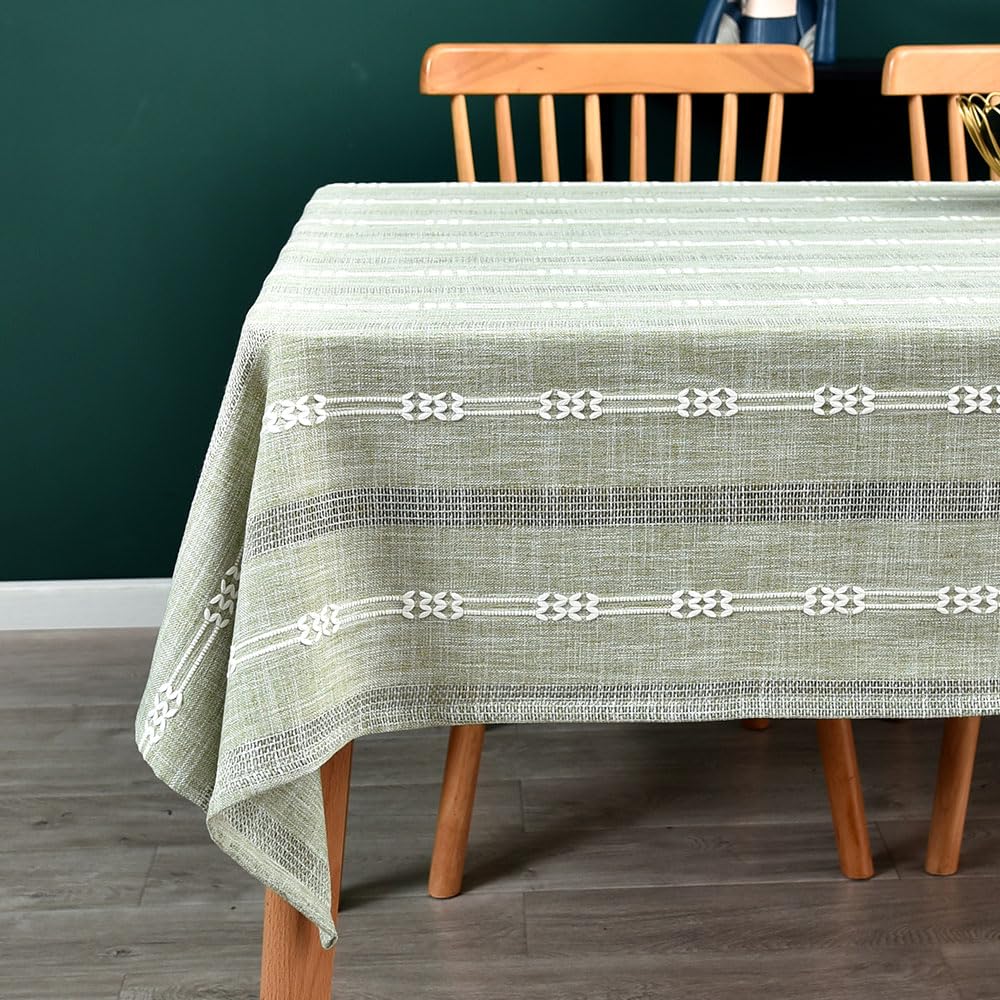 Gingham Tablecloth Rectangle Table Cloth Heavy Duty Cotton Checkered Table Cover for Spring Picnic Kitchen Dining(C-Beige, 52x70 inch)