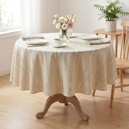 Horaldaily Beige Rectangular Tablecloth, 60×84 Inch, Farmhouse Decor