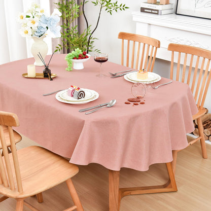 Wolkemer Oval Tablecloth 60 x 102 Inches Faux Linen Water Resistant