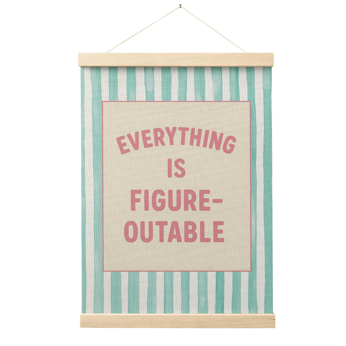 FGFK Everything Is Figureoutable Positive Affirmations Wall Art Poster Hanger Frame, Retro Pink and Green Inspirational Canvas Prints Framed Wall Decor for Office Classroom Home Bedroom, 12x16 Inch