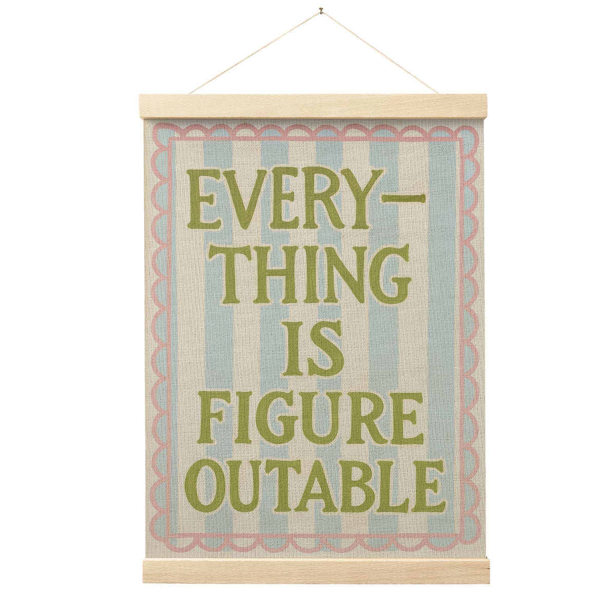 FGFK Everything Is Figureoutable Positive Affirmations Wall Art Poster Hanger Frame, Retro Pink and Green Inspirational Canvas Prints Framed Wall Decor for Office Classroom Home Bedroom, 12x16 Inch