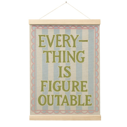 FGFK Everything Is Figureoutable Positive Affirmations Wall Art Poster Hanger Frame, Retro Pink and Green Inspirational Canvas Prints Framed Wall Decor for Office Classroom Home Bedroom, 12x16 Inch