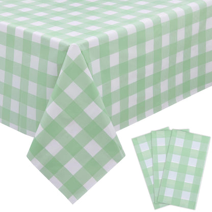 Kesfey 3 Packs Pink Gingham Tablecloth Pink and White Checkered Tablecloths 54 x 108 Inches Disposable Plastic Gingham Tablecovers Waterproof Rectangle Picnic Table Covers for Birthday Party Supplies