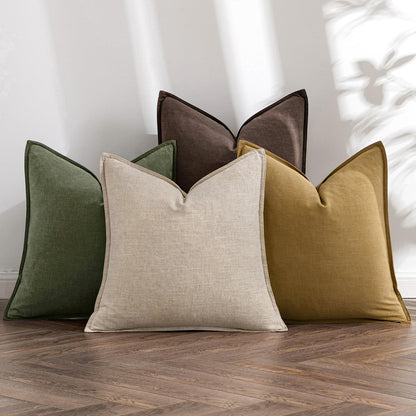 MIULEE Neutral Brown Boho Linen Pillow Covers 18x18 Inch Pack of 4