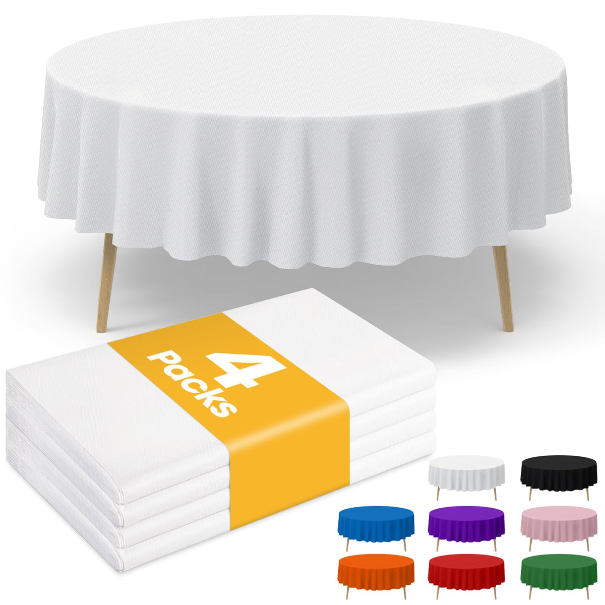 Niuara White Plastic Table Cloth - 4 Pack 54" × 108" Rectangle Disposable Tablecloths for 6FT Tables, Table Cover for Party, Holiday & Gathering Use