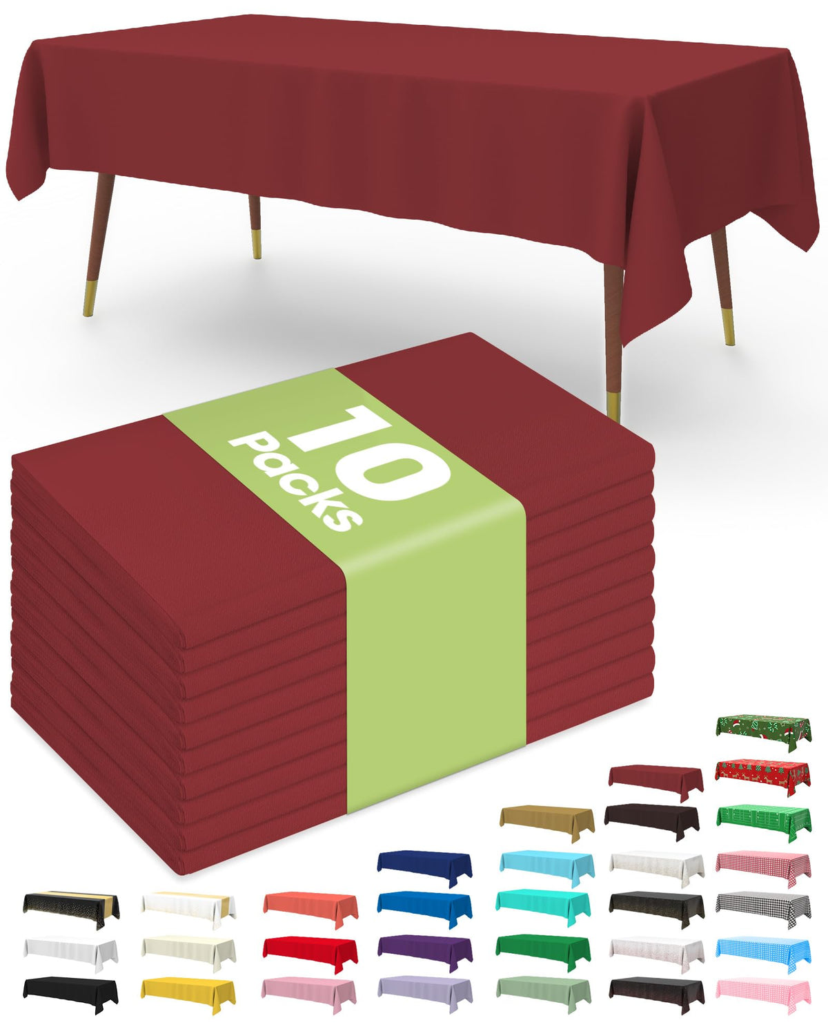Pureegg Plastic Table Cloth Disposable 54x108 Inch 10 Pack, Beige
