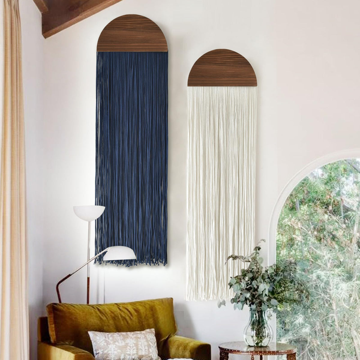 2Pcs Macrame Wall Hanging Boho wall decor Fiber Art Decor 13.7"W*51"L