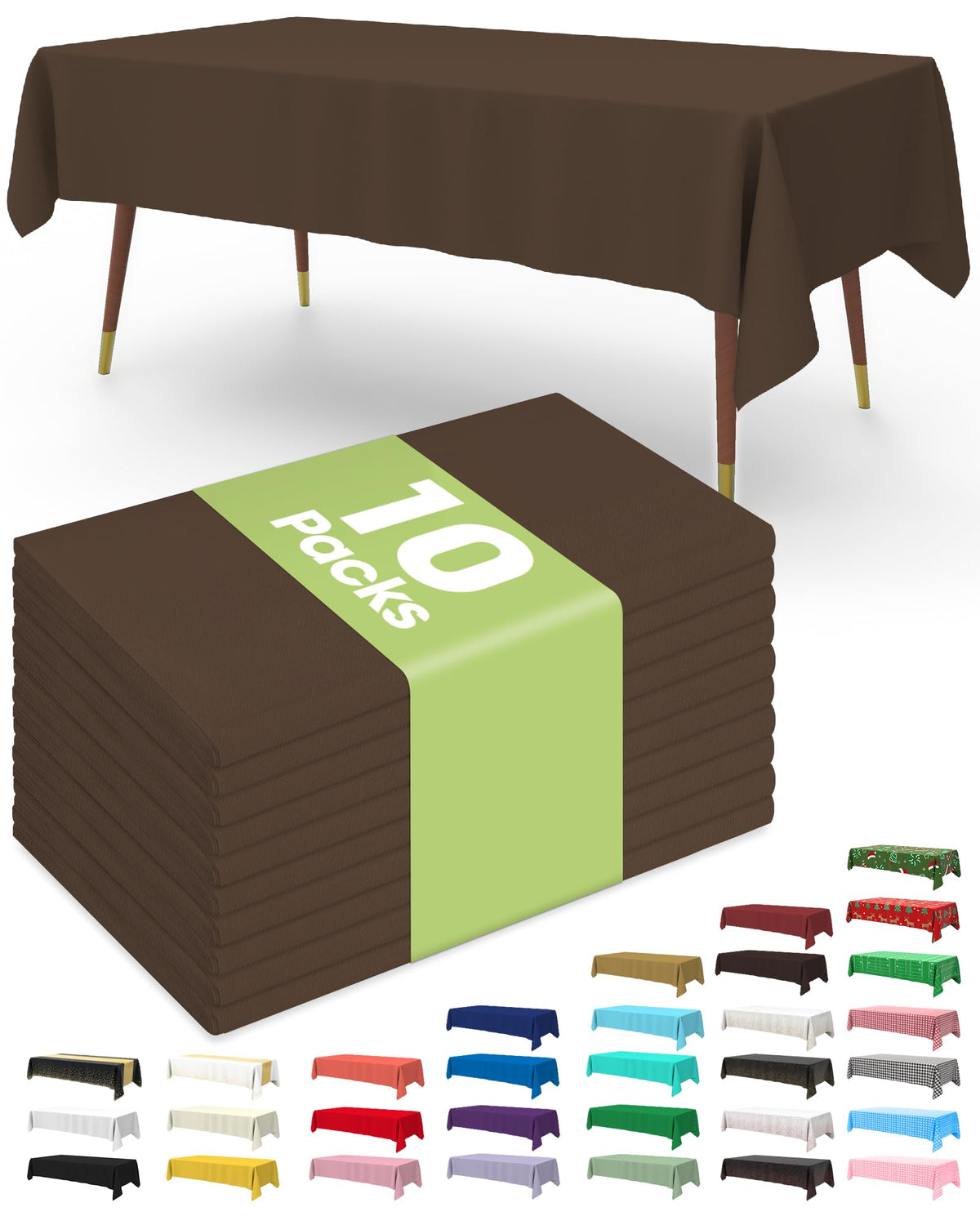 Pureegg Plastic Table Cloth Disposable 54x108 Inch 10 Pack, White