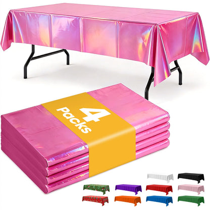 Niuara White Plastic Table Cloth - 4 Pack 54" × 108" Rectangle Disposable Tablecloths for 6FT Tables, Table Cover for Party, Holiday & Gathering Use